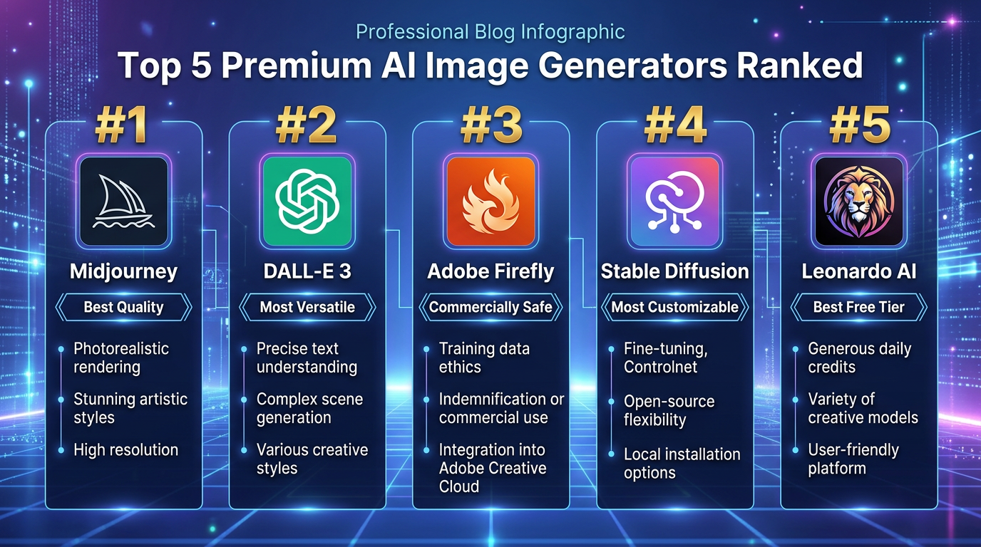 Top 5 Premium AI Image Generators Ranked 2026
