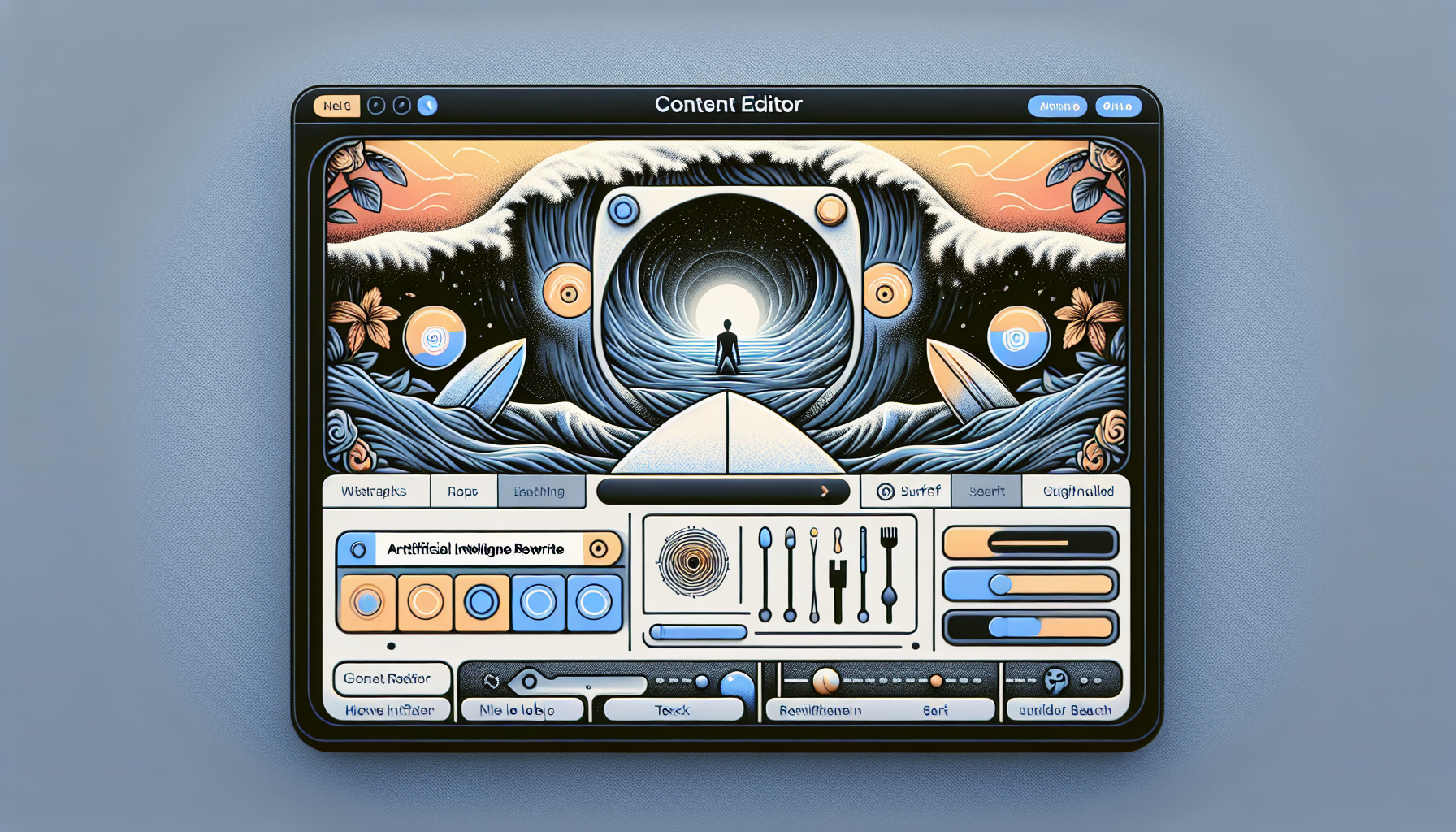 content editor interface with AI rewrite panel