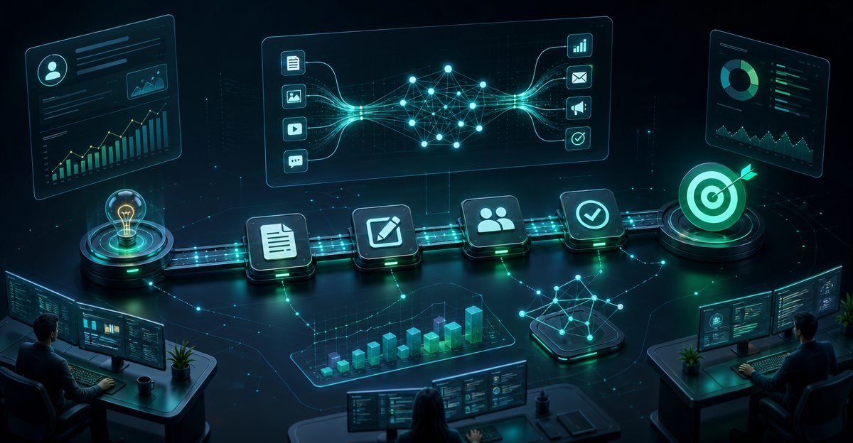content team workflow automation dashboard