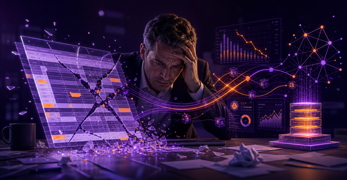 frustrated manager staring broken spreadsheet
