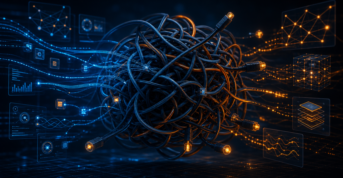 tangled cables representing workflow complexity