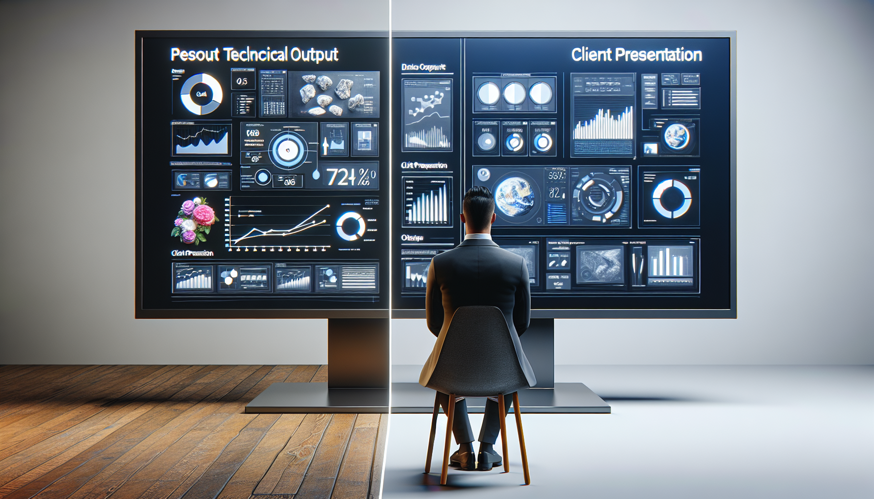 technical output vs client presentation comparison