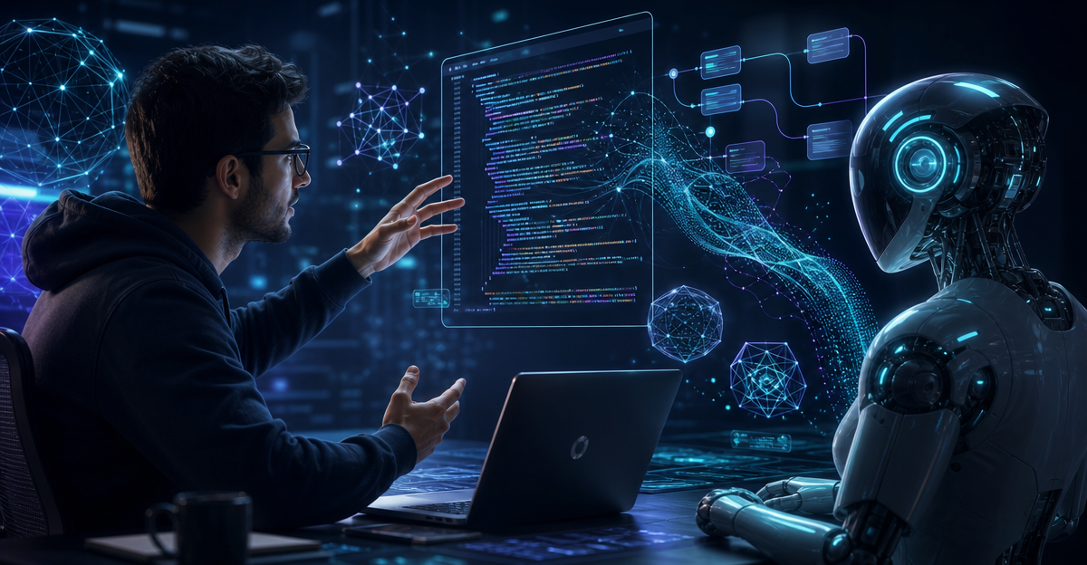 programmer explaining code to ai assistant