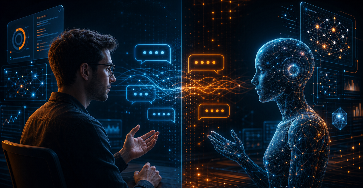 split screen AI conversation Figma