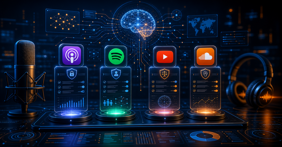 podcast platform comparison chart ai policies