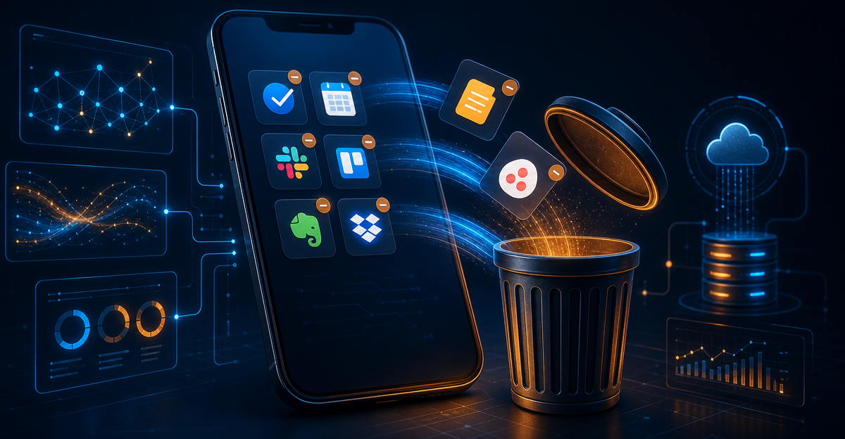 uninstalling multiple productivity apps smartphone