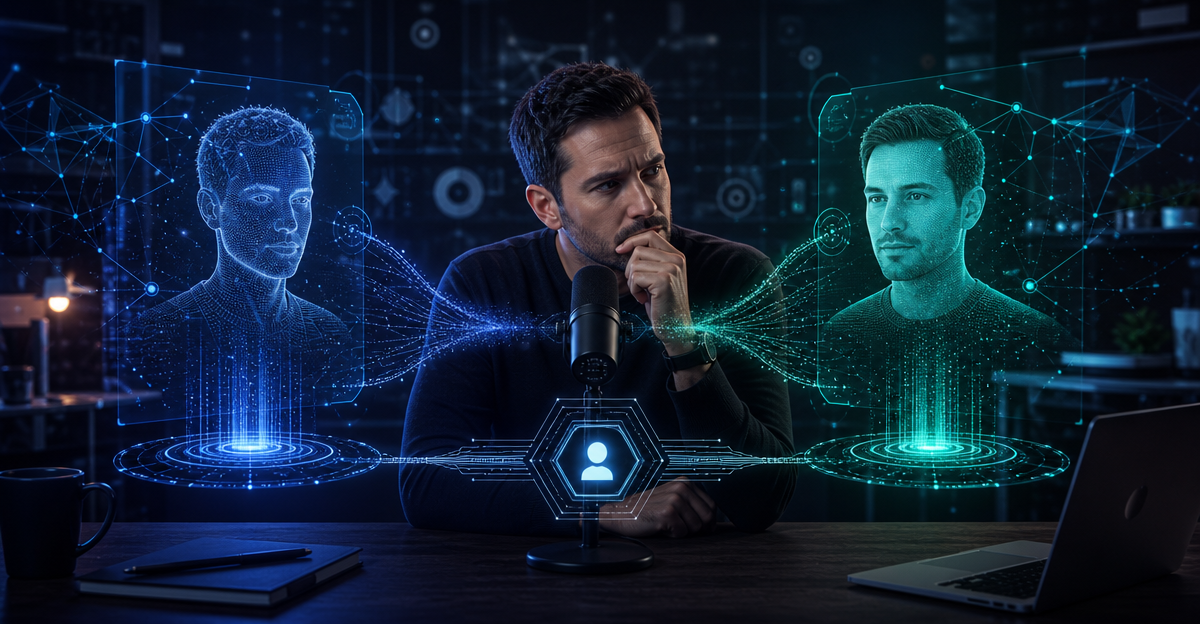 podcaster deciding identity authenticity choice