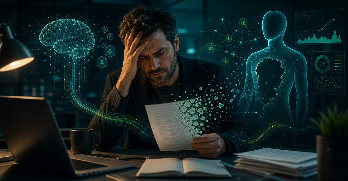 frustrated writer reviewing hollow AI draft