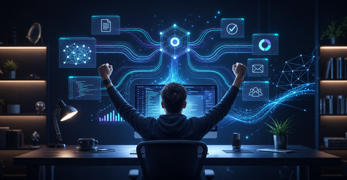 creator celebrating workflow automation desk