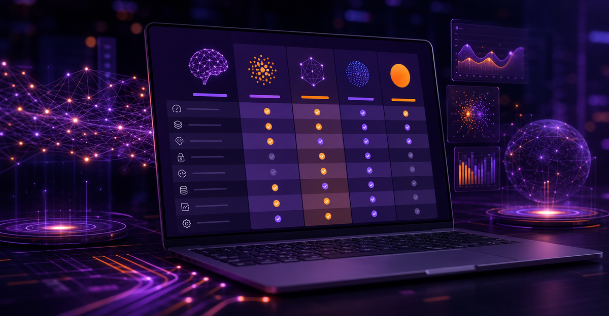 colorful feature comparison chart laptop screen