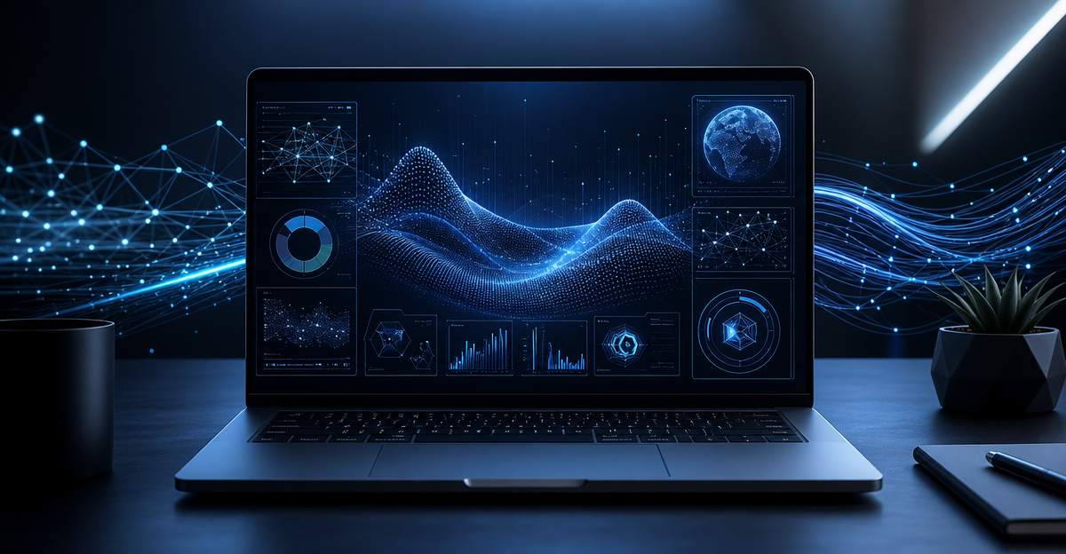 minimalist workspace single laptop screen