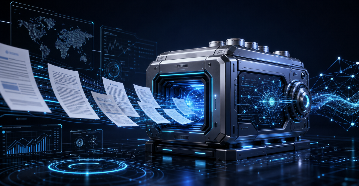 translation documents disappearing into machine