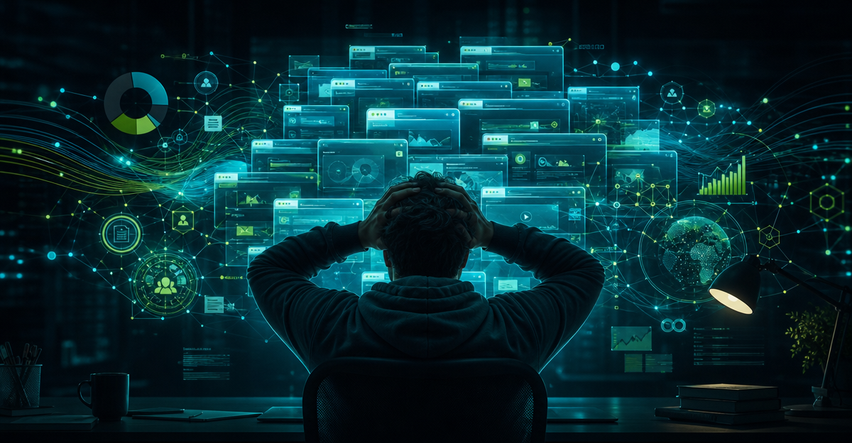 person staring at browser tabs overwhelmed